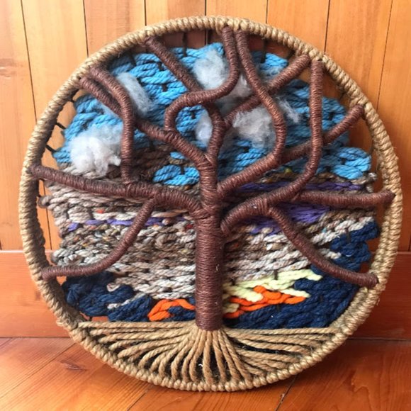 Vintage 70's Textile Fiber Art Wall Hanging Tree o - Picture 4 of 4